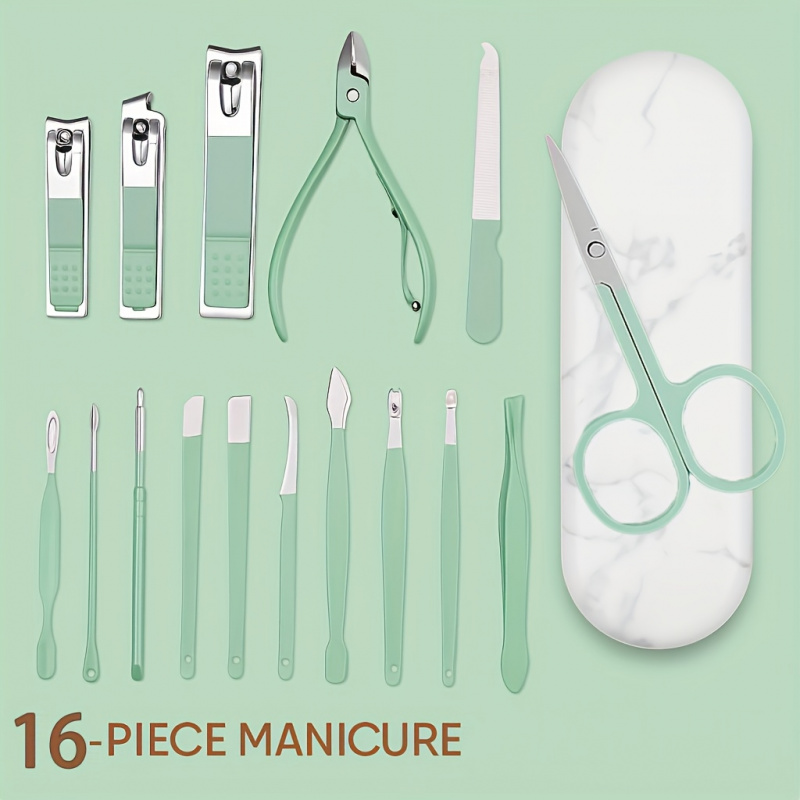 Professional 16-Piece Stainles - đánh giá và giá Nail Care Kit Mens