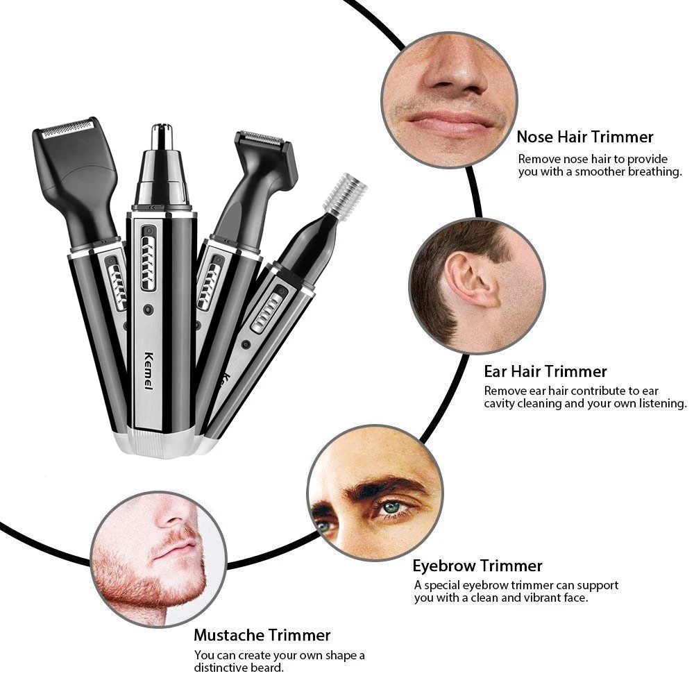 Kemei 4 in 1 trimmer for men E - đánh giá và giá Men'S Grooming Nose Hair Trimmer
