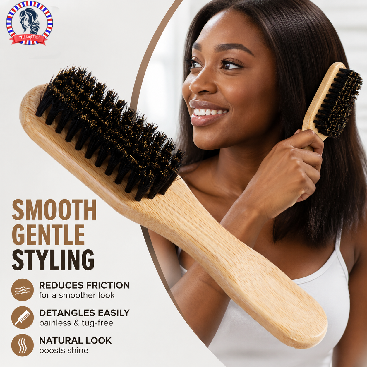 Bamboo Wood Bristle Brush Redu - đánh giá và giá Men'S Grooming Brush