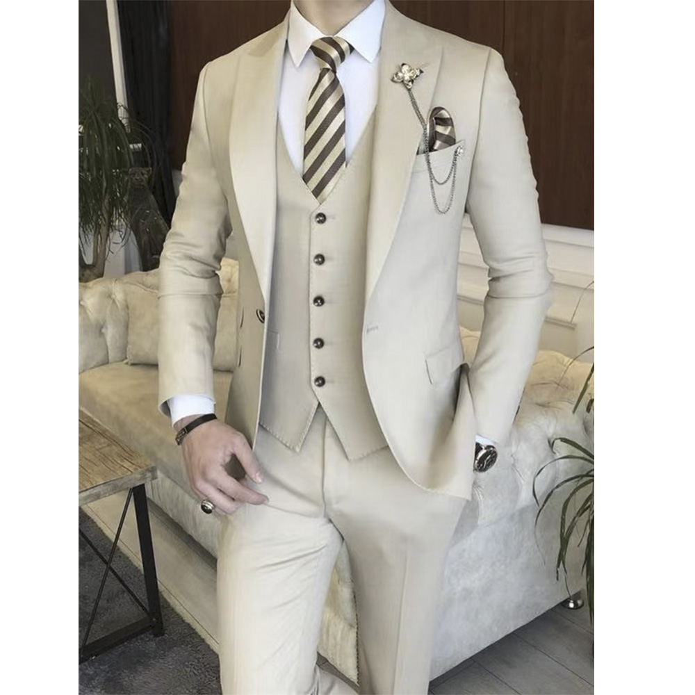 Beige Full Men Suit Set Weddin - đánh giá và giá Mens Grooming Brand